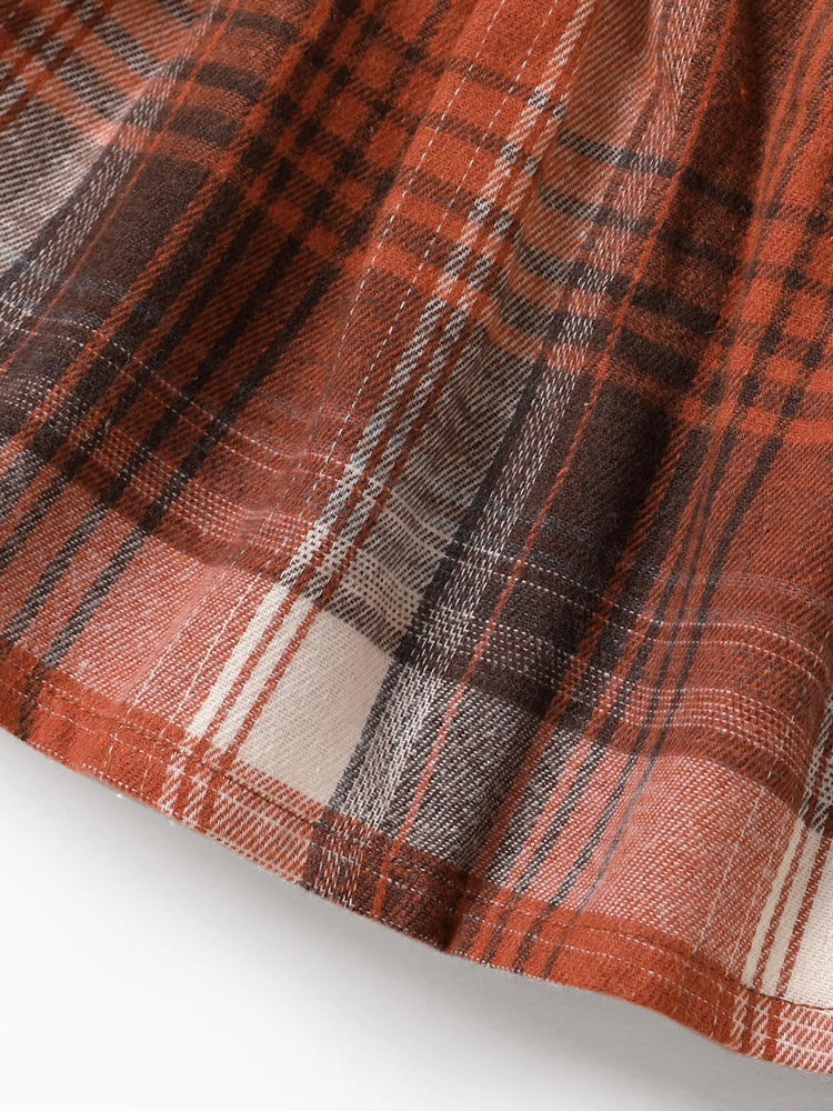 2-piece Toddler Girl Bowknot Design Sweatshirt and Plaid Skirt Set Apricot