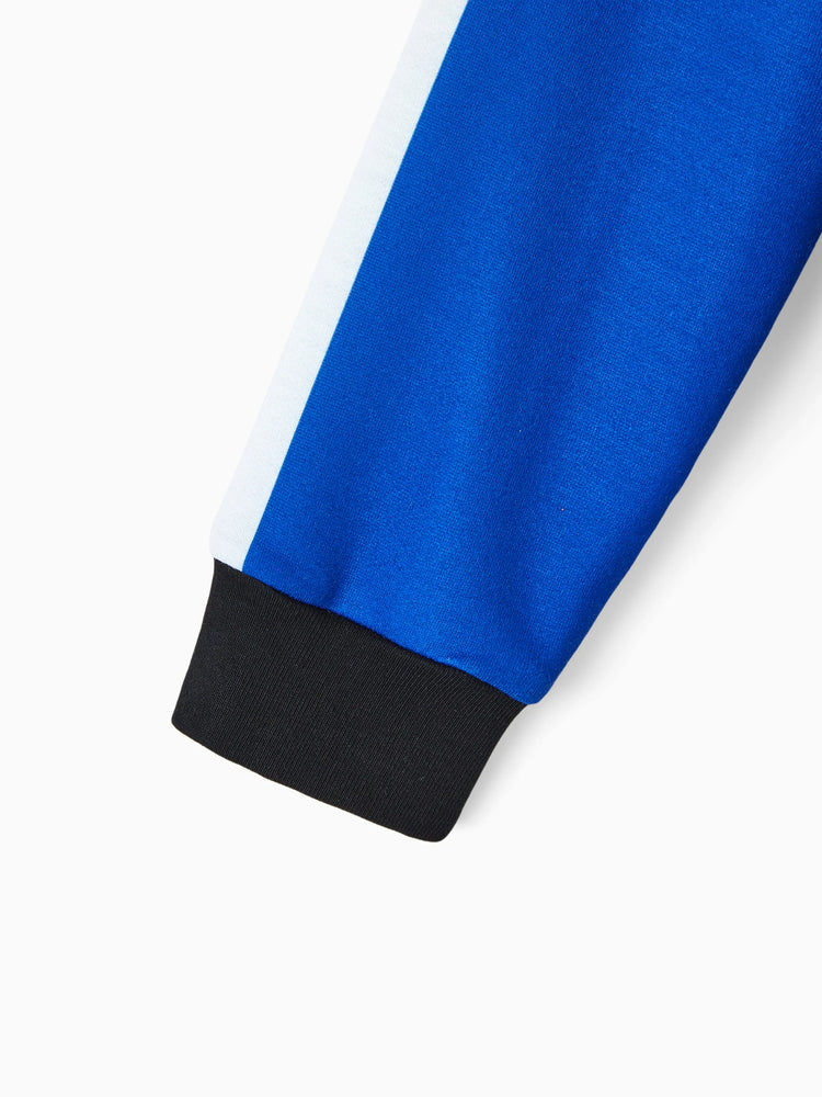 Hot Wheels Toddler Boy Colorblock Logo Print Long-sleeve Racing Jumpsuit Blue