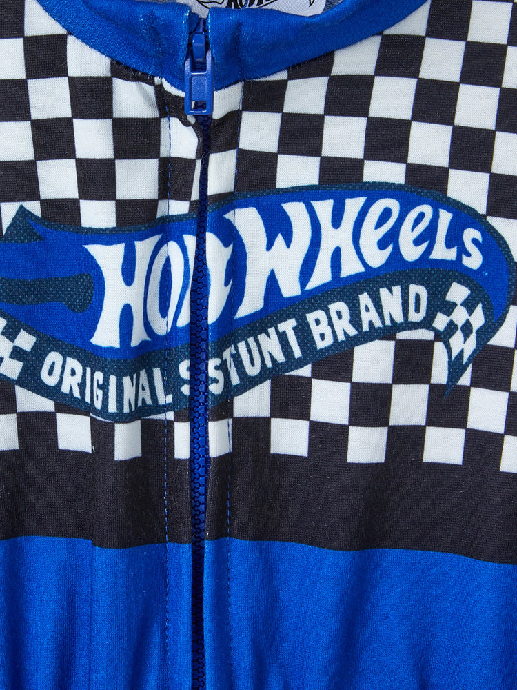 Hot Wheels Toddler Boy Colorblock Logo Print Long-sleeve Racing Jumpsuit Blue