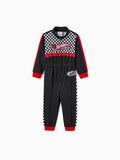 Hot Wheels Toddler Boy Colorblock Logo Print Long-sleeve Racing Jumpsuit Black