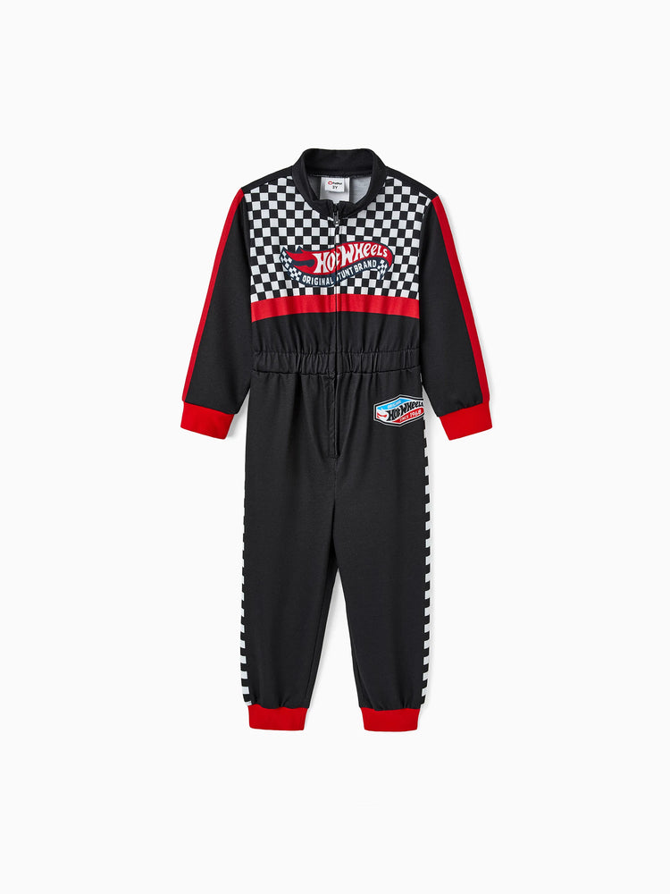 Hot Wheels Toddler Boy Colorblock Logo Print Long-sleeve Racing Jumpsuit Black