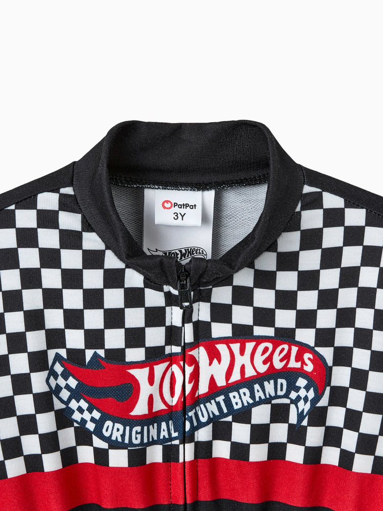 Hot Wheels Toddler Boy Colorblock Logo Print Long-sleeve Racing Jumpsuit Black