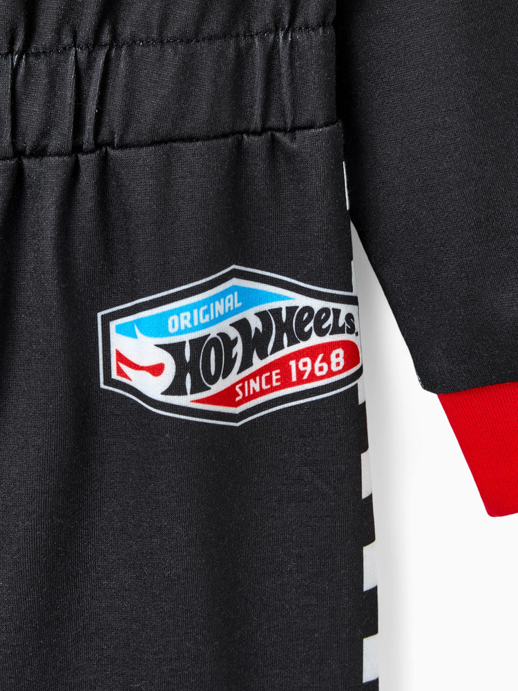 Hot Wheels Toddler Boy Colorblock Logo Print Long-sleeve Racing Jumpsuit Black