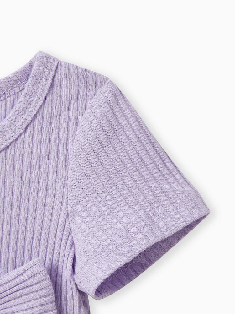 Baby Girl Colorblock Unicorn Pattern Bowknot Dress Purple