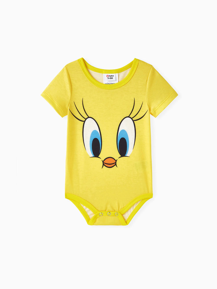 Looney Tunes Kurzarm-Naia™-Strampler mit Tierdruck für Jungen/Mädchen gelb