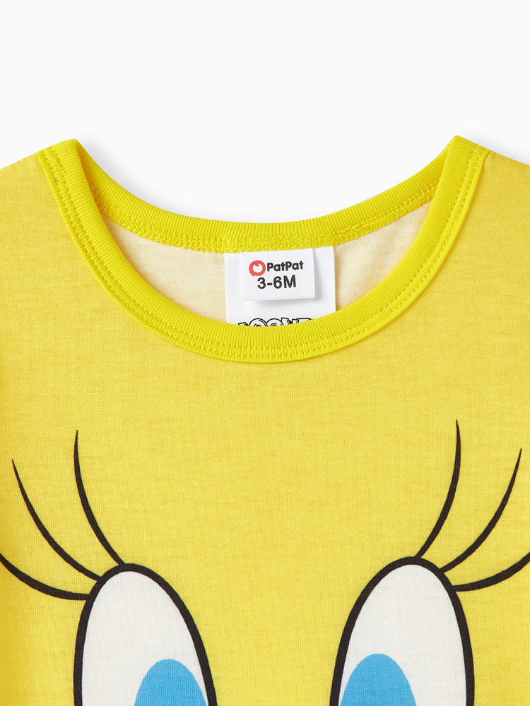 Looney Tunes Kurzarm-Naia™-Strampler mit Tierdruck für Jungen/Mädchen gelb