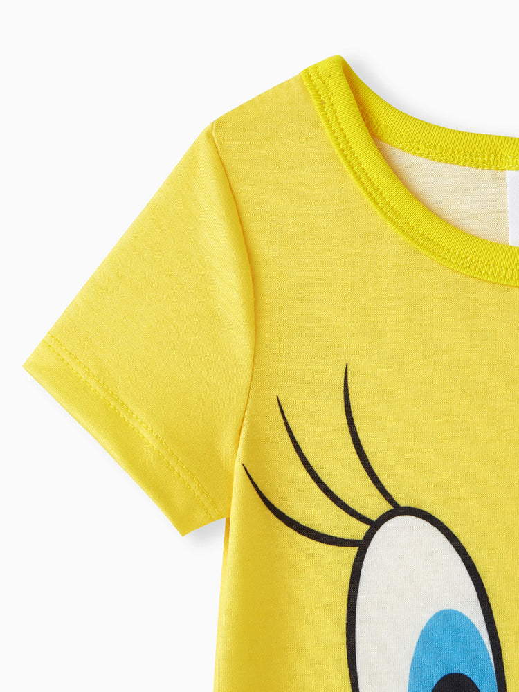 Looney Tunes Kurzarm-Naia™-Strampler mit Tierdruck für Jungen/Mädchen gelb