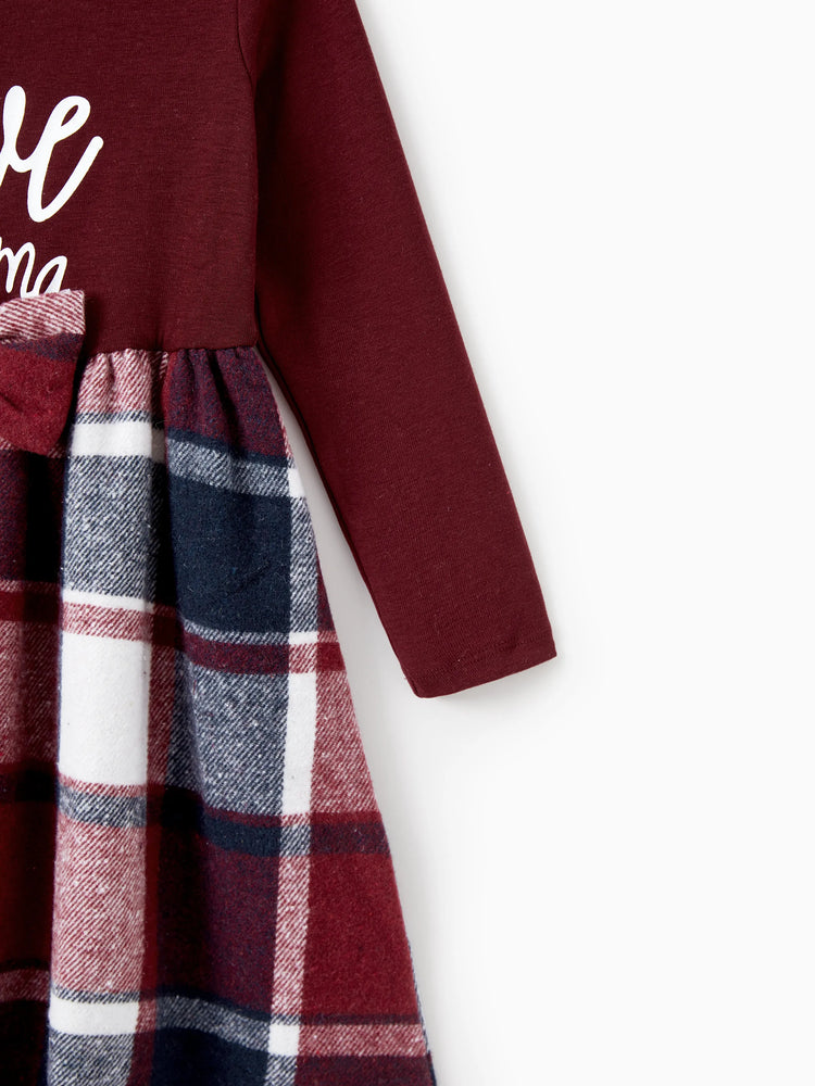 Ensembles de chemises décontractées à manches longues et de robes ceinturées en tricot rouge vin assorties pour toute la famille