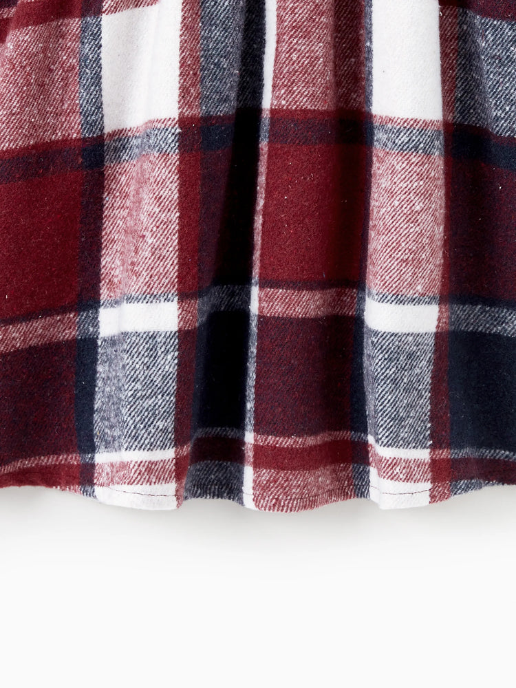 Ensembles de chemises décontractées à manches longues et de robes ceinturées en tricot rouge vin assorties pour toute la famille