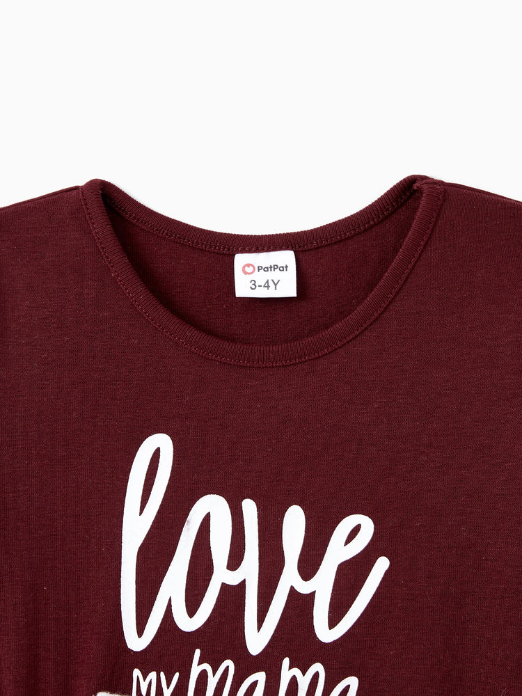 Ensembles de chemises décontractées à manches longues et de robes ceinturées en tricot rouge vin assorties pour toute la famille