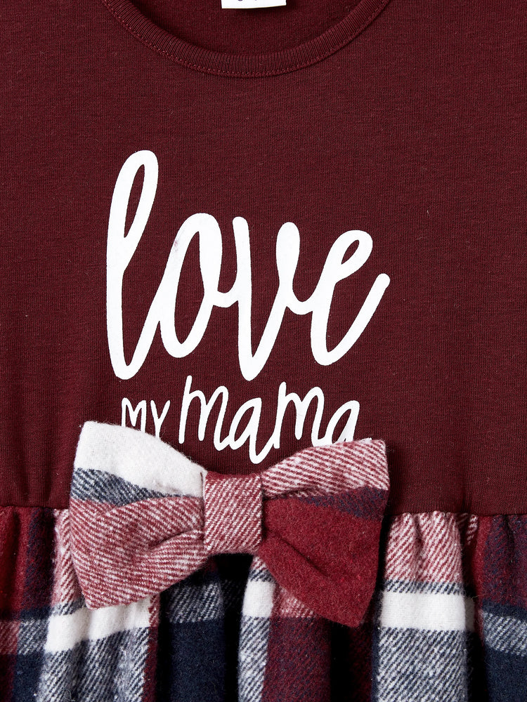 Ensembles de chemises décontractées à manches longues et de robes ceinturées en tricot rouge vin assorties pour toute la famille