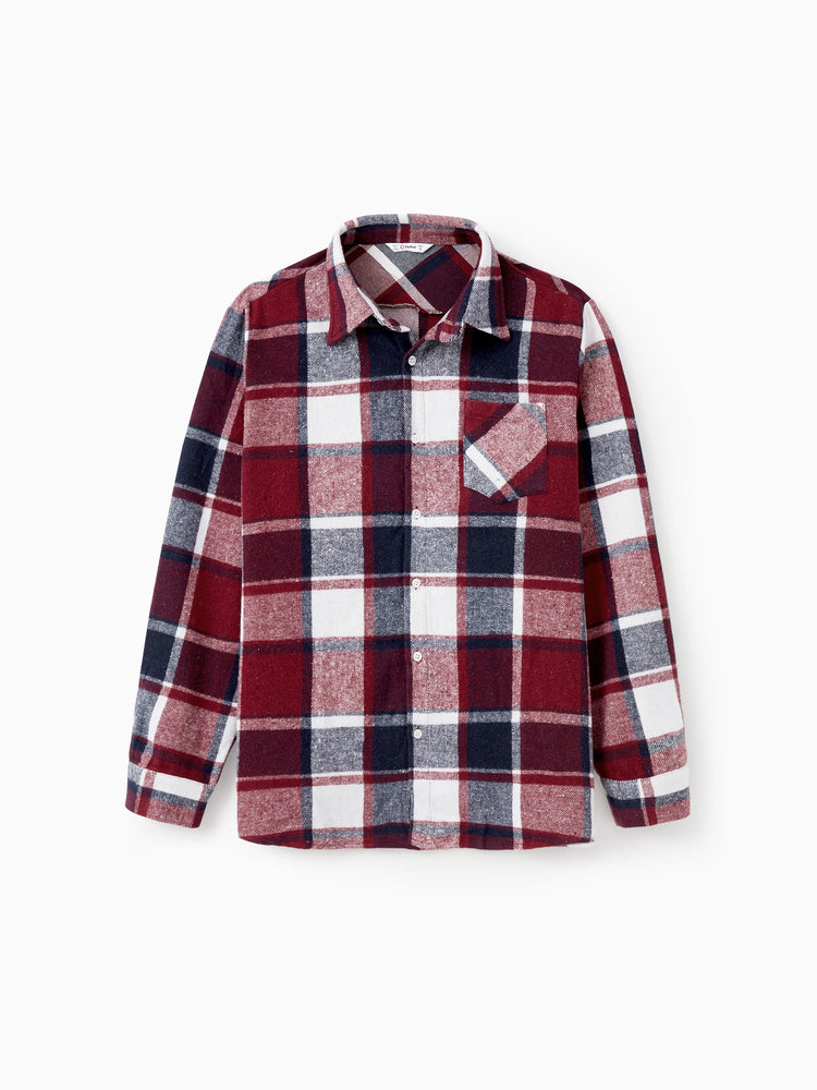 Ensembles de chemises décontractées à manches longues et de robes ceinturées en tricot rouge vin assorties pour toute la famille