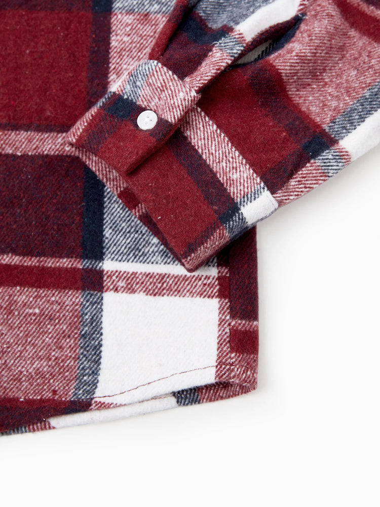 Ensembles de chemises décontractées à manches longues et de robes ceinturées en tricot rouge vin assorties pour toute la famille