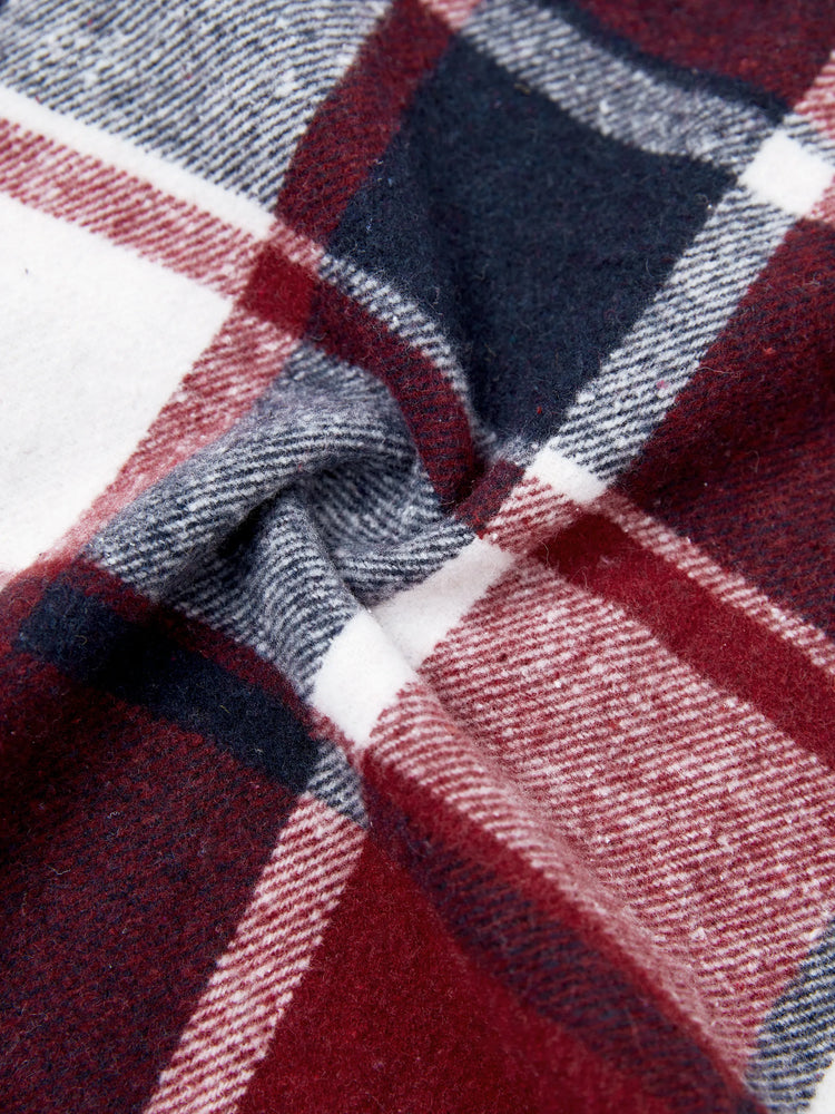 Ensembles de chemises décontractées à manches longues et de robes ceinturées en tricot rouge vin assorties pour toute la famille