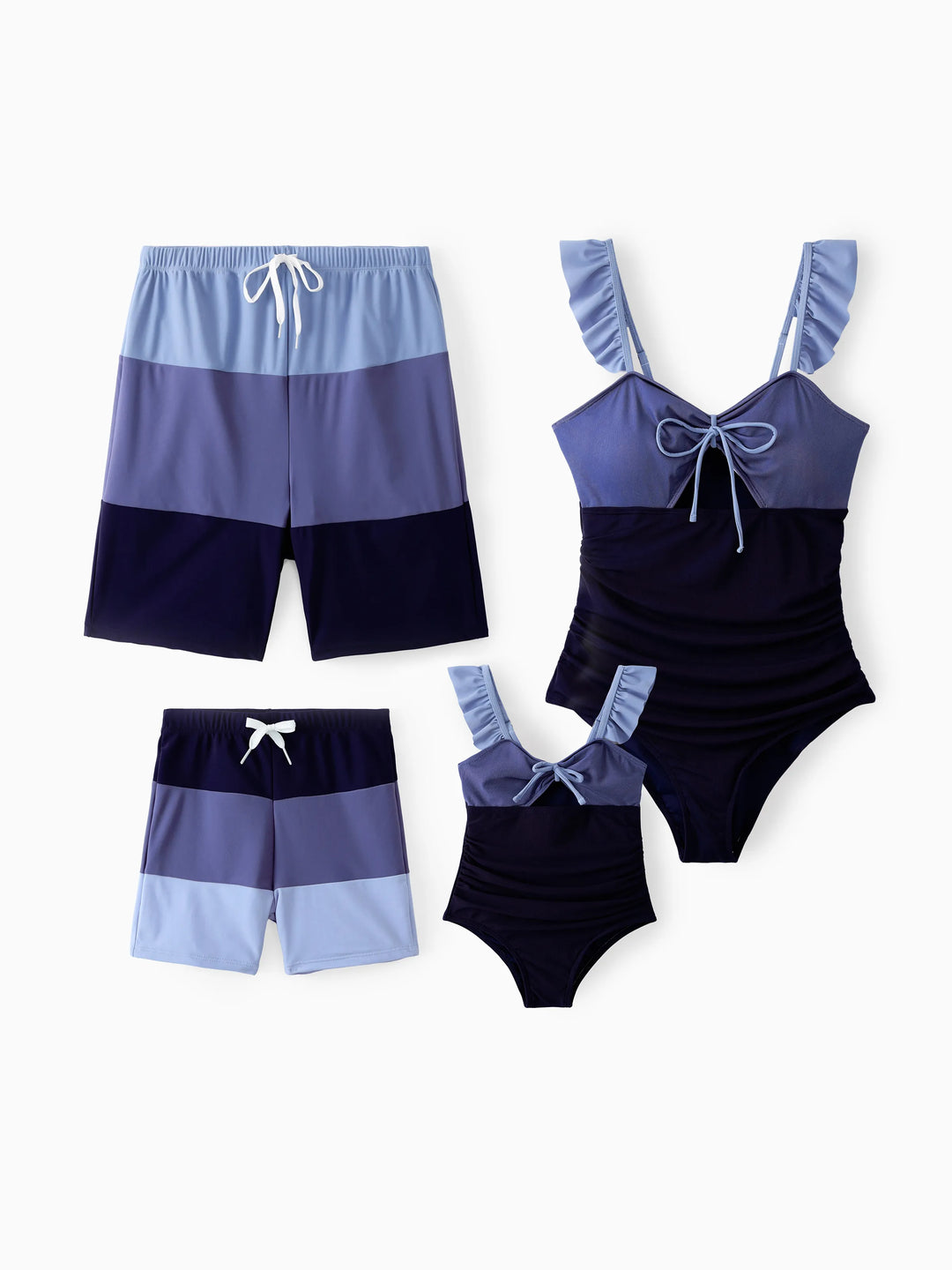 Maman et moi Maillot de bain une-pièce à bretelles volantées en mesh avec nœud froncé et découpe (séchage rapide) Multicolore