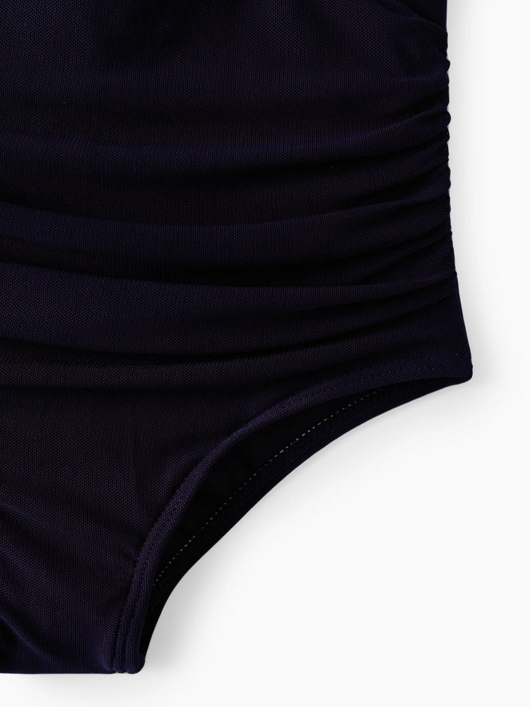 Maillot de bain une pièce assorti à cordon de serrage ou à nœud papillon froncé, en maille découpée, à volants et bretelles (séchage rapide) multicolore