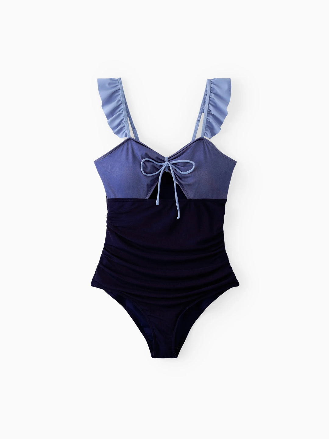 Maman et moi Maillot de bain une-pièce à bretelles volantées en mesh avec nœud froncé et découpe (séchage rapide) Multicolore