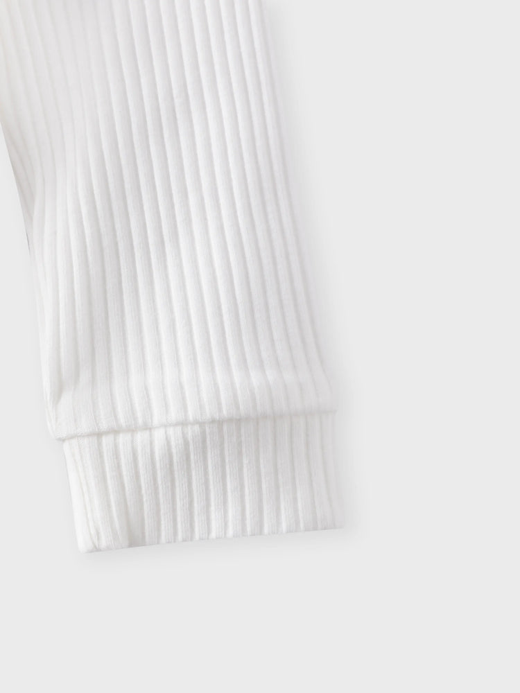 Baby Girl/Boy Cotton Button Design Solid Color Ribbed Long-sleeve Rompers White