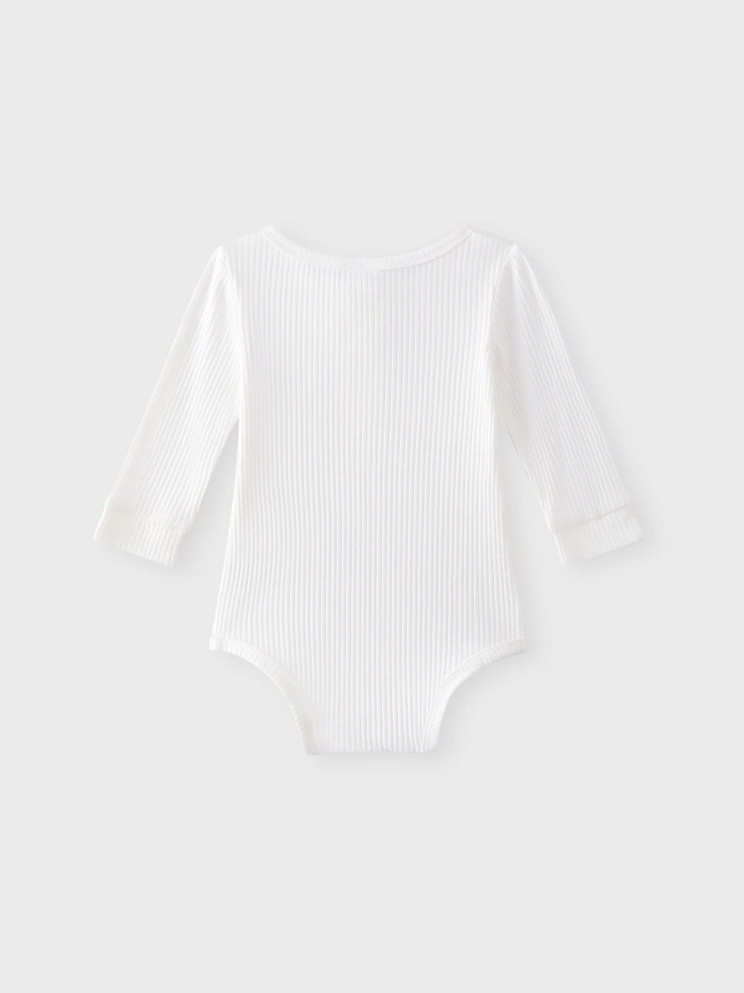 Pelele de algodón con botones para bebé niña/niño, color liso, acanalado, de manga larga, blanco