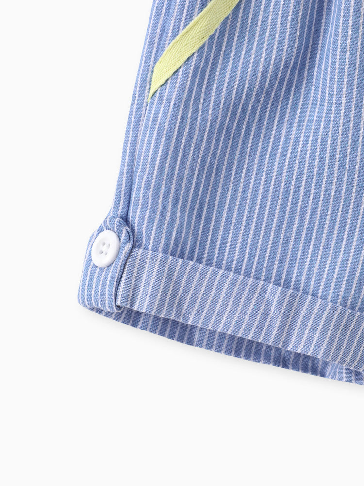 2pcs Baby Boy Whale Pattern Embroidery Short Sleeve Set Dark Blue