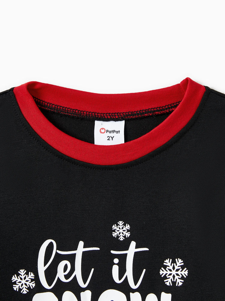 Ensemble pyjama de Noël pour toute la famille, imprimé bonhomme de neige, manches longues et chaussettes de Noël noires