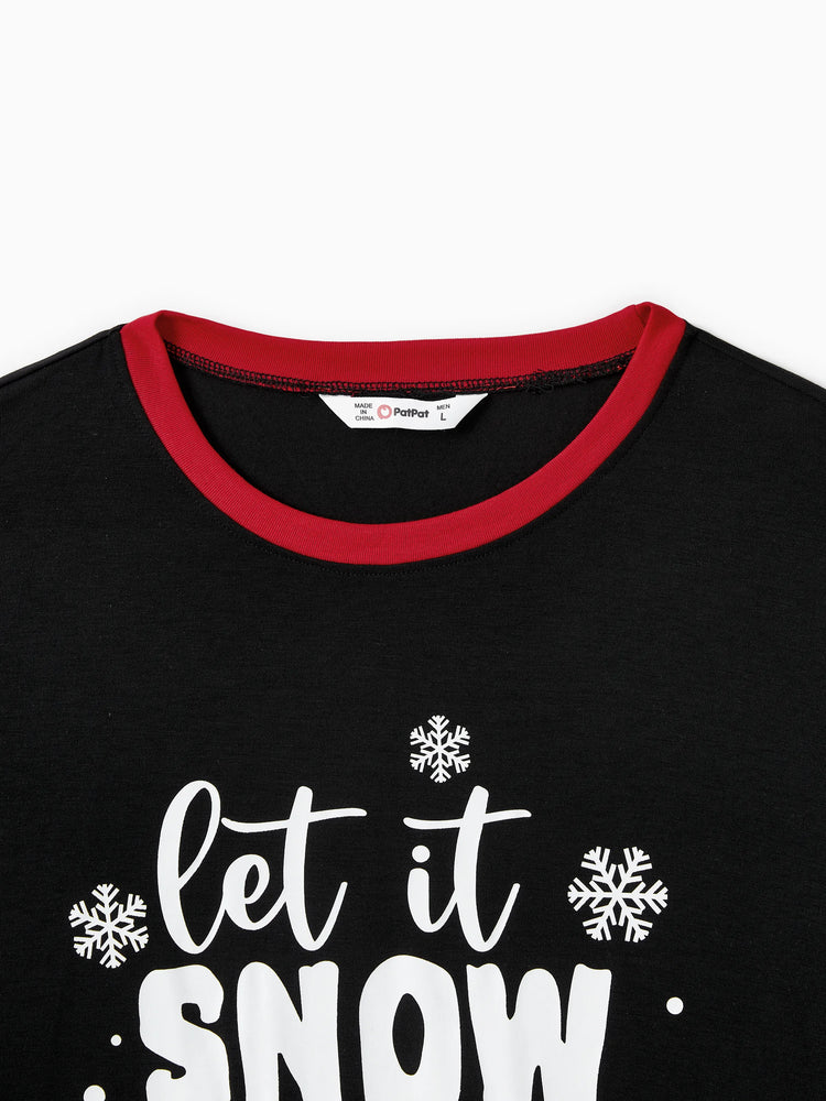 Ensemble pyjama de Noël pour toute la famille, imprimé bonhomme de neige, manches longues et chaussettes de Noël noires