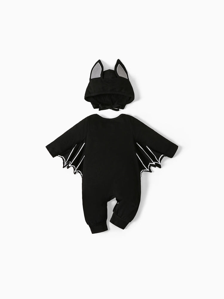 Ensemble de vêtements d'Halloween pour bébé garçon/fille, 2 pièces, 95 % coton, manches chauve-souris, combinaison avec chapeau, couleur B