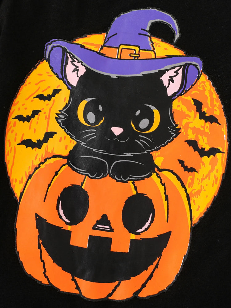 Ensemble de vêtements d'Halloween pour bébé garçon/fille, 2 pièces, 95 % coton, manches chauve-souris, combinaison avec chapeau, couleur B