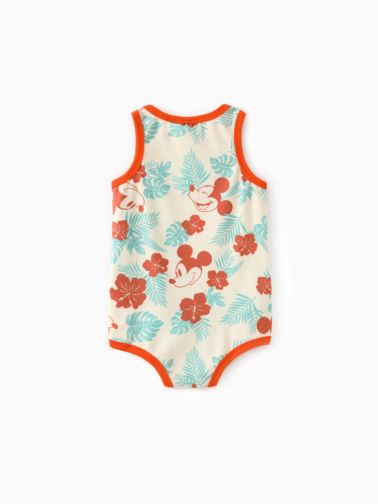 Disney Mickey and Friends Family Matching Naia™ Floral Allover Print Shirt/Sleeveless Hollow-out Dress/Romper Multi-color