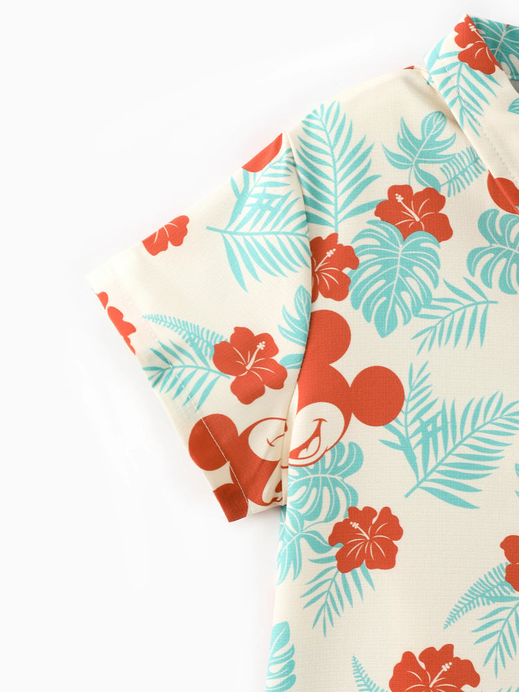 Disney Mickey and Friends Family Matching Naia™ Floral Allover Print Shirt/Sleeveless Hollow-out Dress/Romper Multi-color