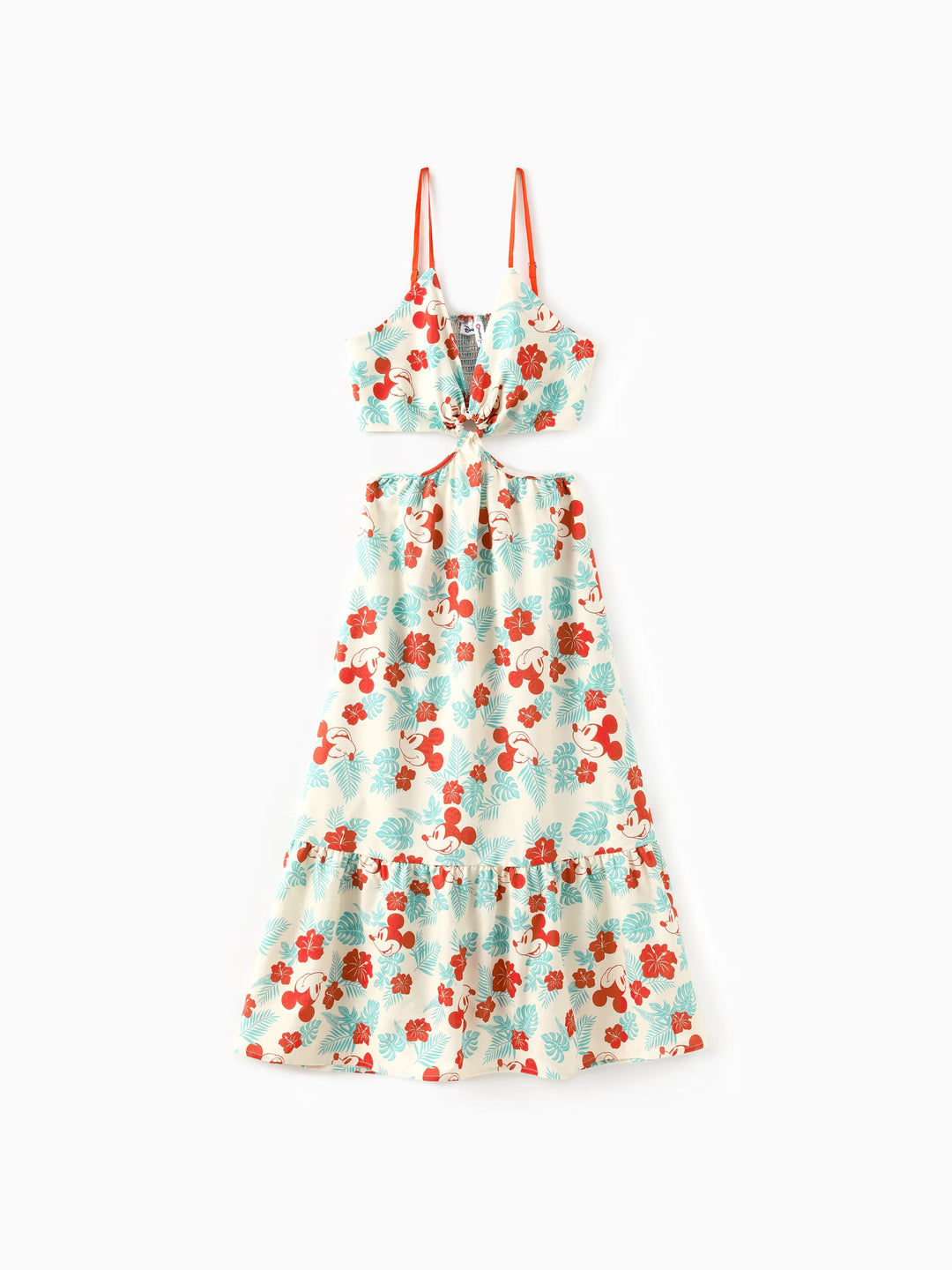 Disney Mickey and Friends Mommy and Me Family Matching Naia™ Floral Allover Print Shirt/Sleeveless Hollow-out Dress/Romper Multi-color