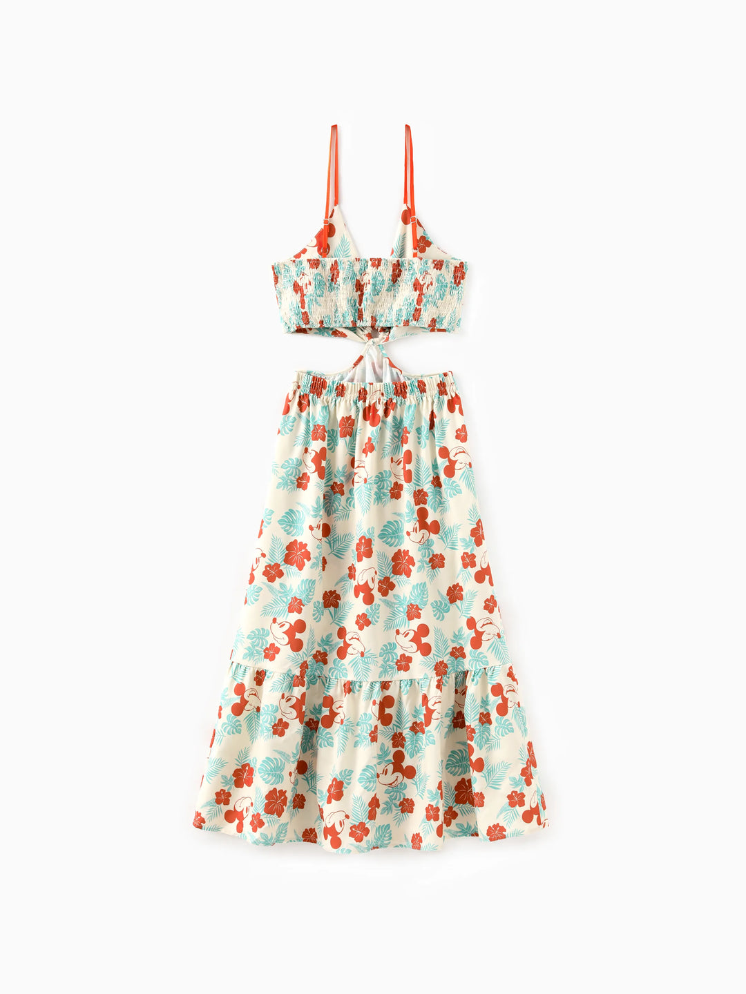Disney Mickey and Friends Family Matching Naia™ Floral Allover Print Shirt/Sleeveless Hollow-out Dress/Romper Multi-color