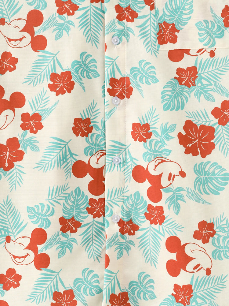 Disney Mickey and Friends Family Matching Naia™ Floral Allover Print Shirt/Sleeveless Hollow-out Dress/Romper Multi-color