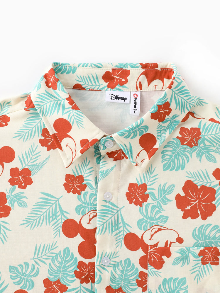 Disney Mickey and Friends Family Matching Naia™ Floral Allover Print Shirt/Sleeveless Hollow-out Dress/Romper Multi-color