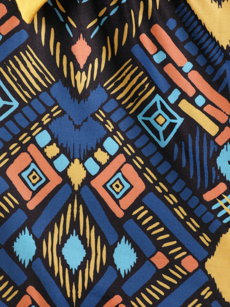 Conjunto de 2 piezas de camisola amarilla con cuello halter y pantalones cortos exóticos con diseño de lazo para niña, color jengibre 2