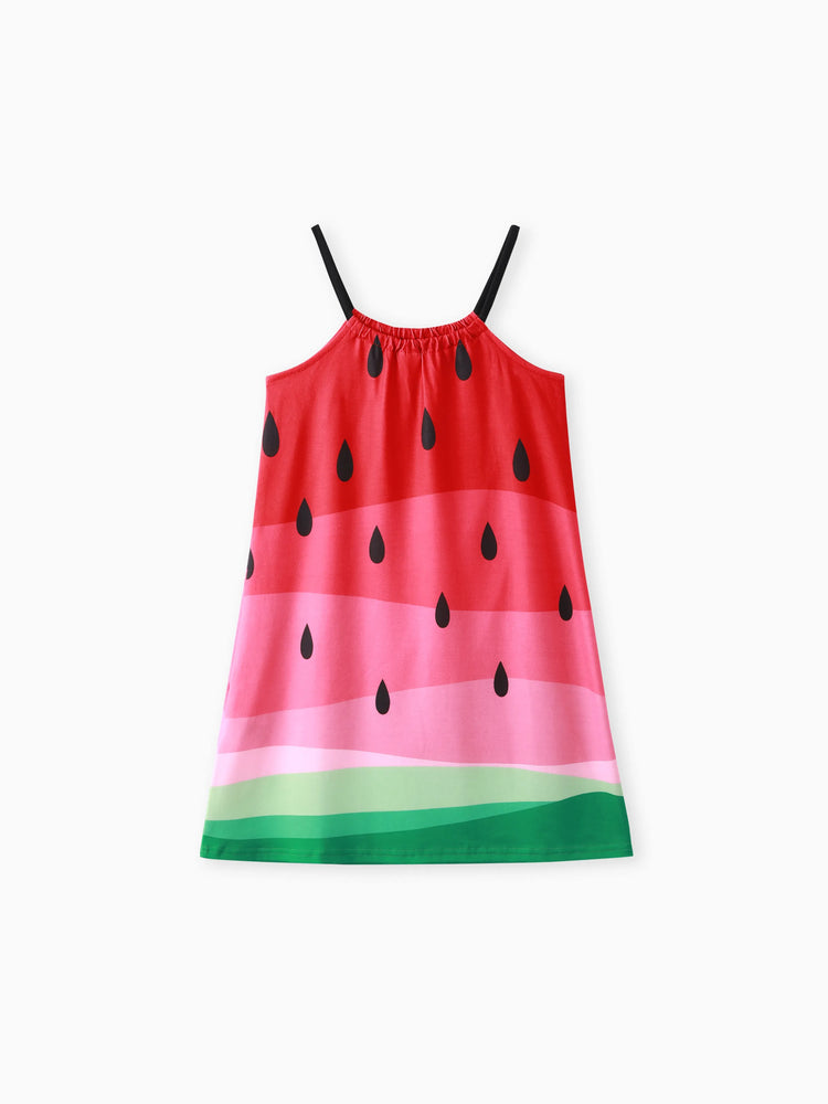 Robe caraco à imprimé pastèque colorblock pour fille (rouge pastèque)