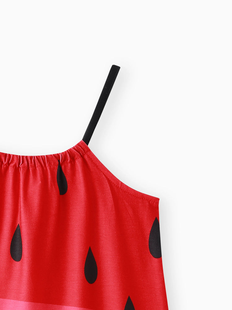 Robe caraco à imprimé pastèque colorblock pour fille (rouge pastèque)