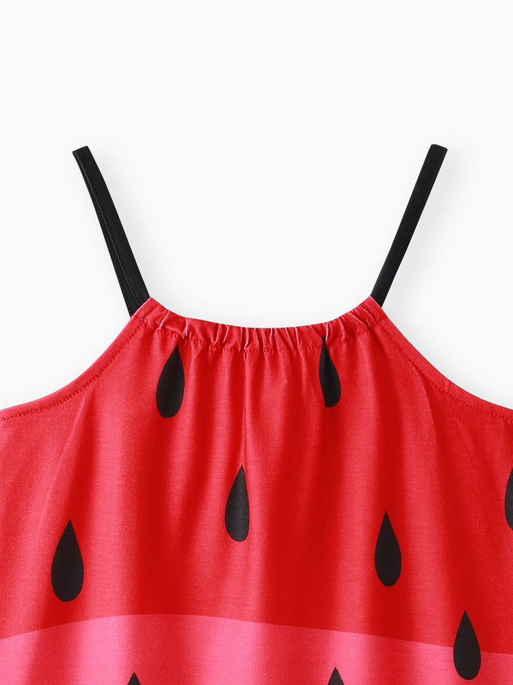Robe caraco à imprimé pastèque colorblock pour fille (rouge pastèque)