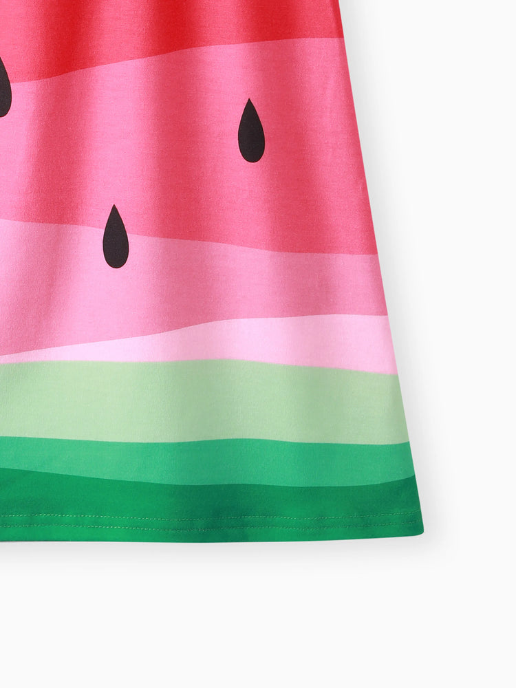 Robe caraco à imprimé pastèque colorblock pour fille (rouge pastèque)