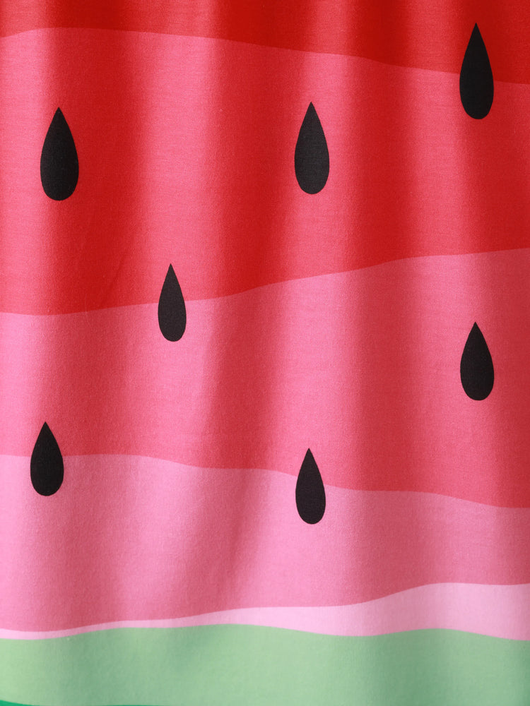 Robe caraco à imprimé pastèque colorblock pour fille (rouge pastèque)