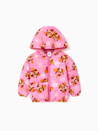 PAW Patrol Toddler Girl Skye Chase Rubble Long-sleeve Hooded Quilted Puffer Jacket Pink