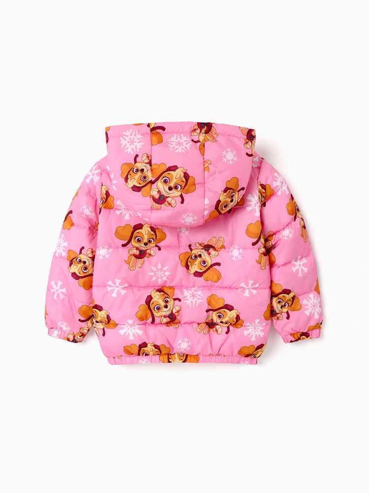 PAW Patrol Toddler Girl Skye Chase Rubble Long-sleeve Hooded Quilted Puffer Jacket Pink