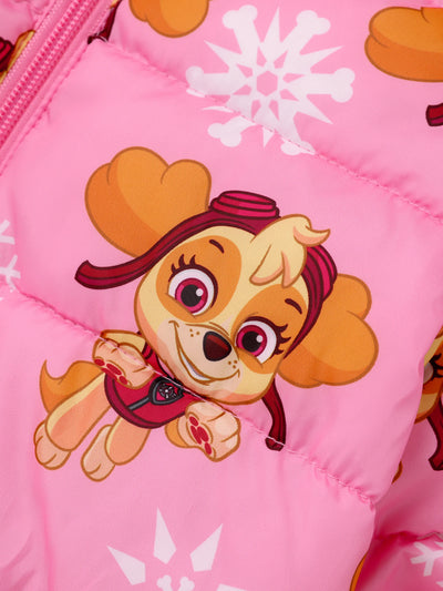 PAW Patrol Toddler Girl Skye Chase Rubble Long-sleeve Hooded Quilted Puffer Jacket Pink
