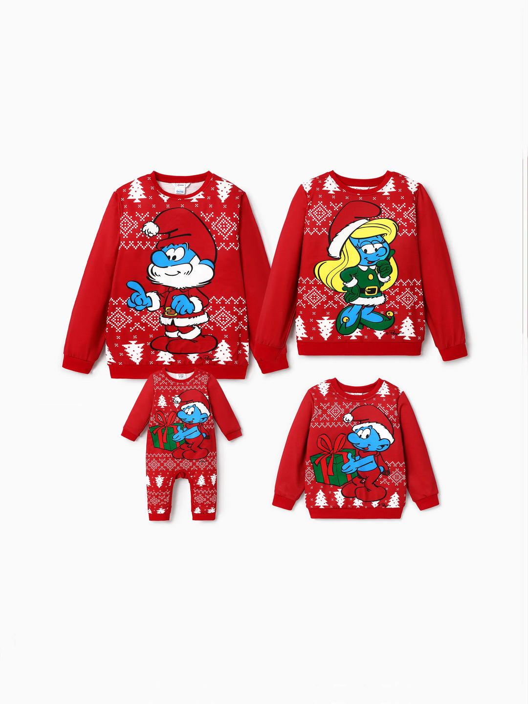 Schlümpfe Familie Passendes Weihnachtsset rot