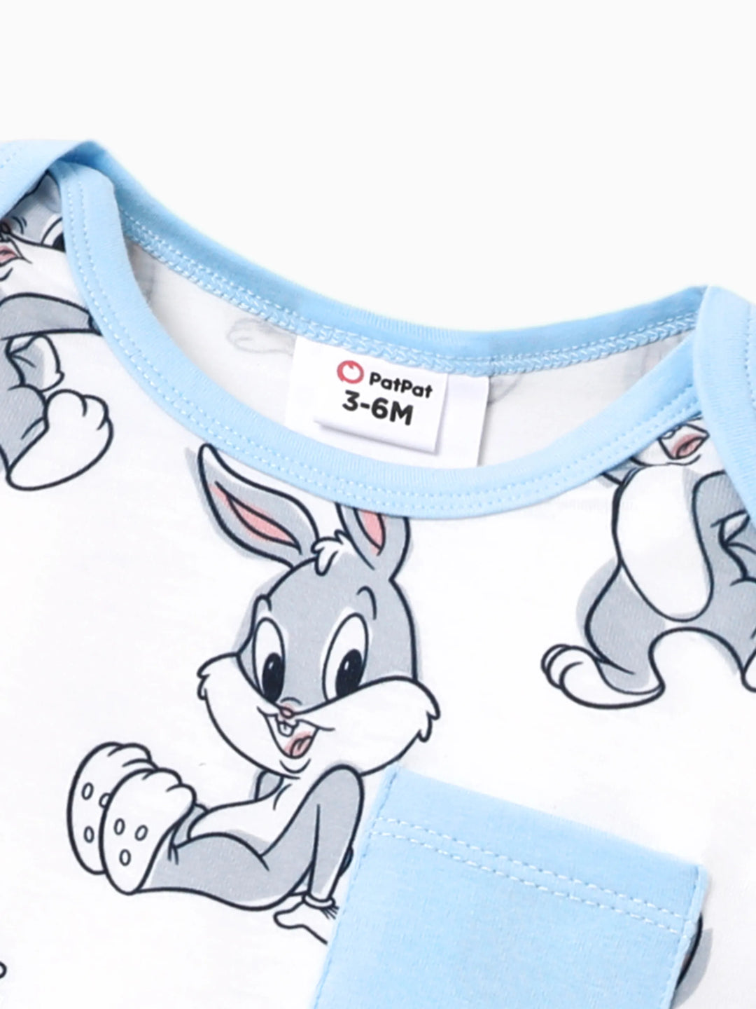 Looney Tunes Baby Boy/Girl Character Print Langärmelige Bodysuit- und Hosen-Sets hellblau