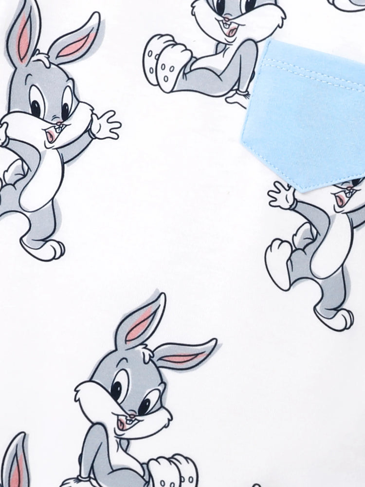 Looney Tunes Baby Boy/Girl Character Print Long-sleeve Bodysuit and Pant Sets Light Blue