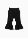 Pantalon côtelé basique uni pour bébé fille, noir