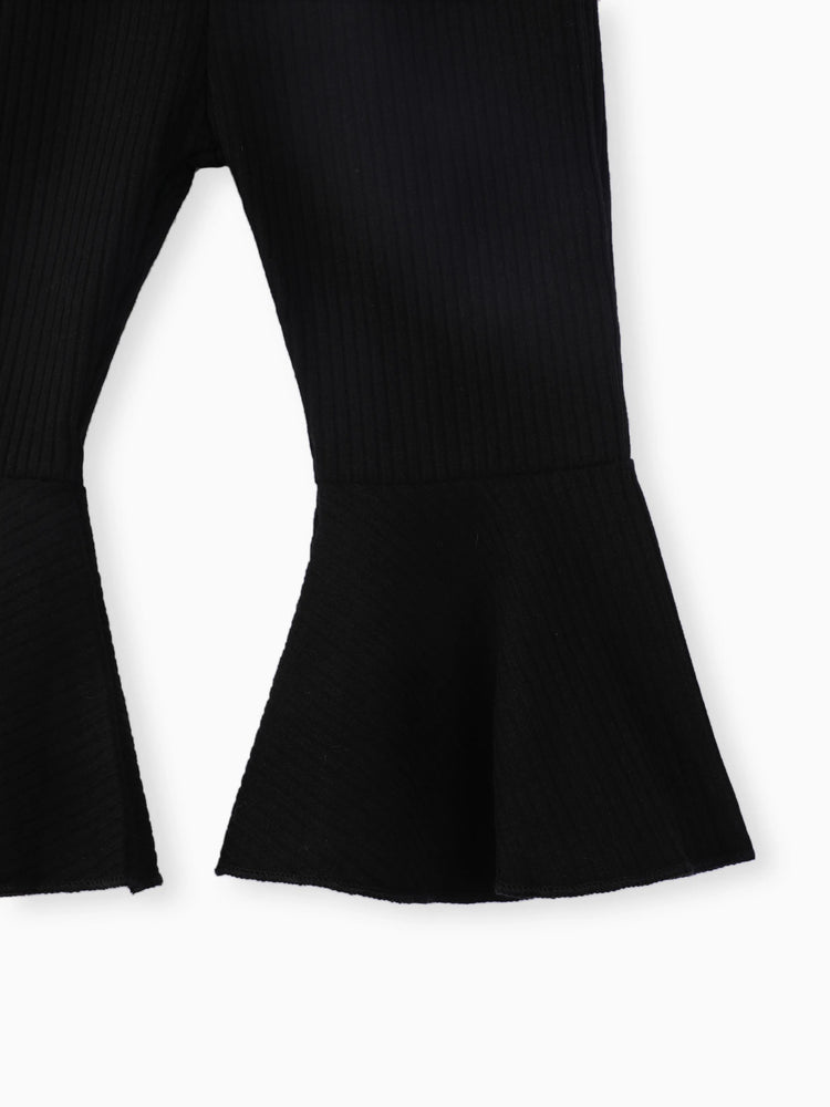 Pantalon côtelé basique uni pour bébé fille, noir
