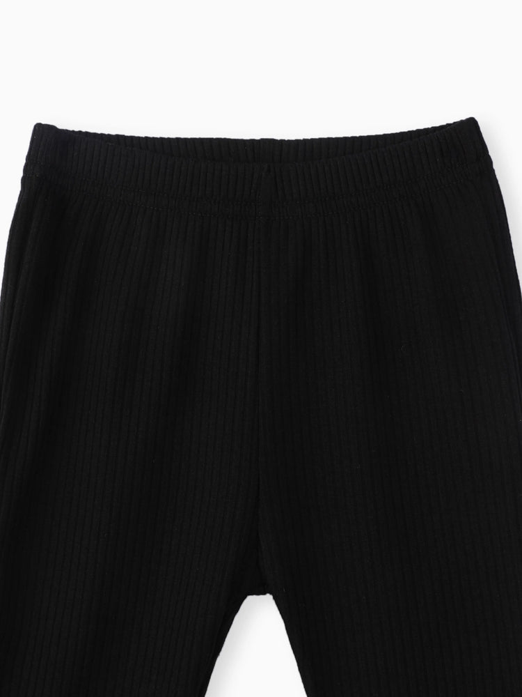 Pantalon côtelé basique uni pour bébé fille, noir