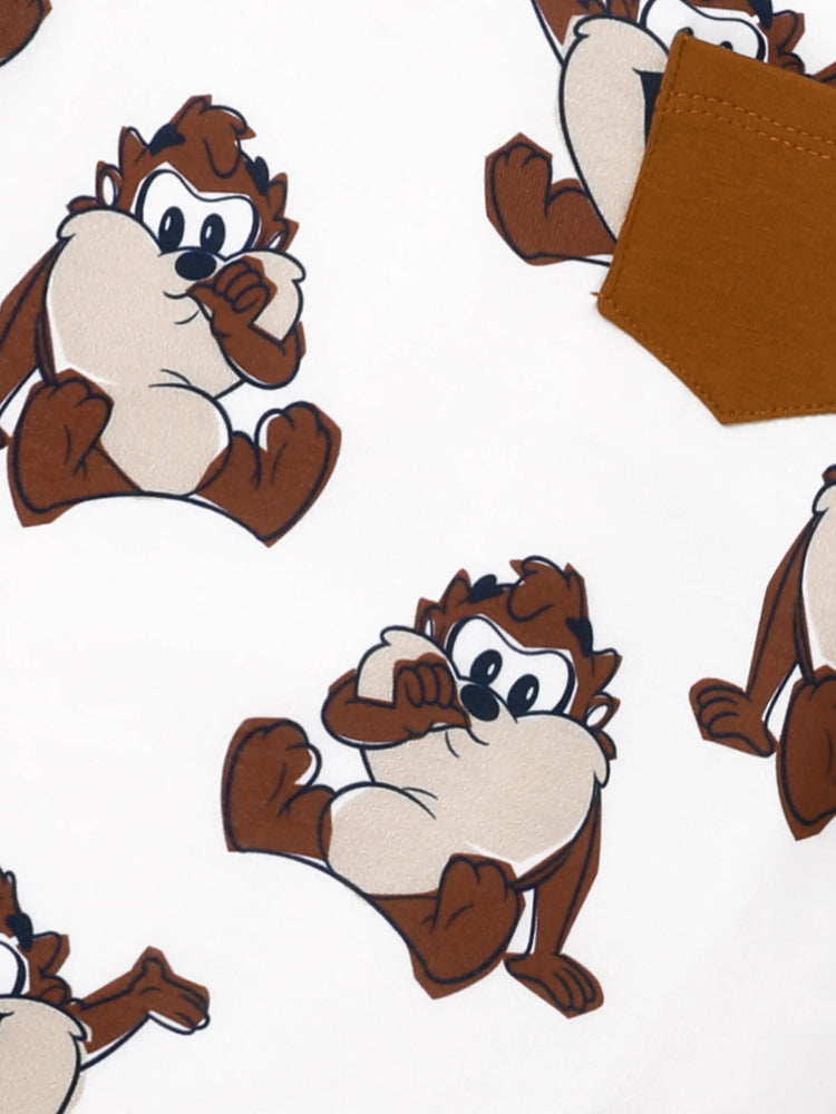 Looney Tunes Baby Boy Character Print Long-sleeve Bodysuit and Pant Sets Brown